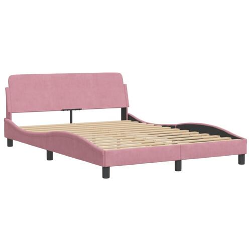 Seng med madras 140x190 cm velour lyserød