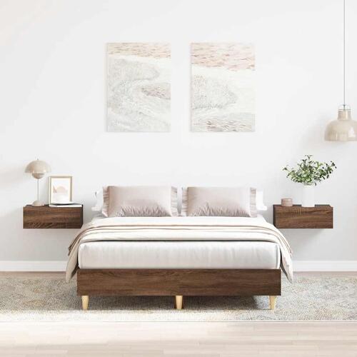 Sengestel uden madras 140x190 cm konstrueret træ brunt eg
