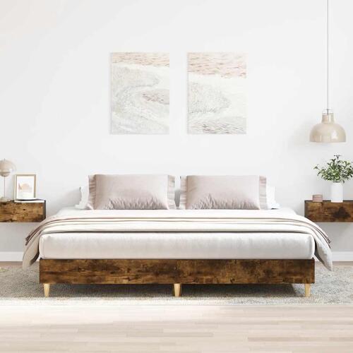 Sengestel uden madras 200x200 cm konstrueret træ røget eg