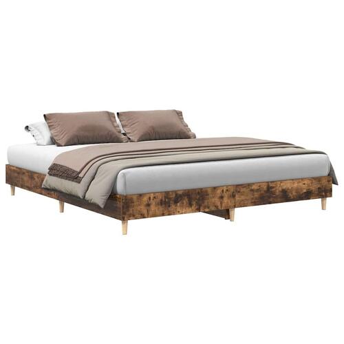 Sengestel uden madras 200x200 cm konstrueret træ røget eg