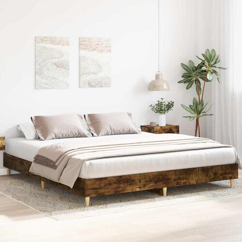 Sengestel uden madras 200x200 cm konstrueret træ røget eg