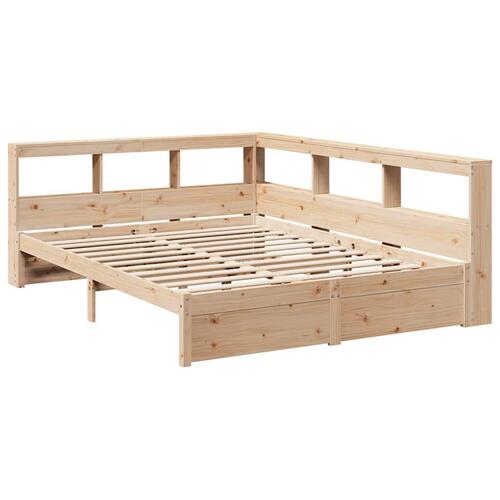 Seng med reol uden madras 150x200 cm massivt fyrretræ