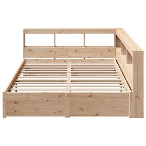Seng med reol uden madras 150x200 cm massivt fyrretræ
