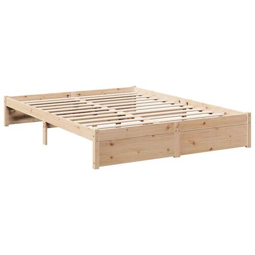 Seng med reol uden madras 150x200 cm massivt fyrretræ