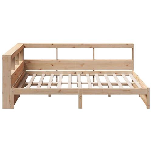 Seng med reol uden madras 150x200 cm massivt fyrretræ