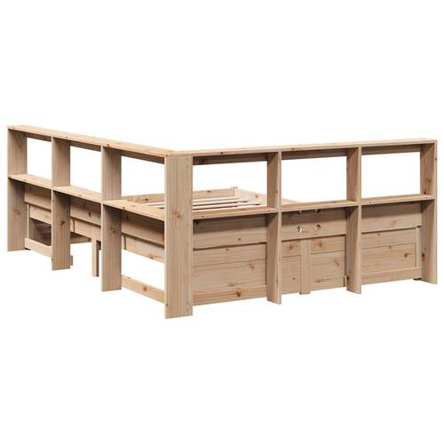 Seng med reol uden madras 150x200 cm massivt fyrretræ