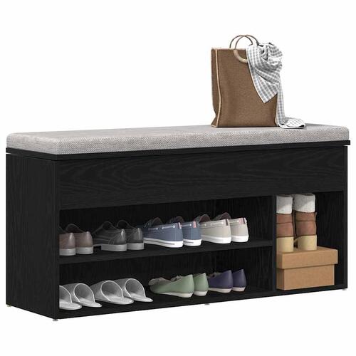 Skobænk 102x30,5x45 cm konstrueret træ sort egetræsfarve