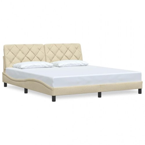 Sengeramme 180x200 cm i creme stof med sengegavl