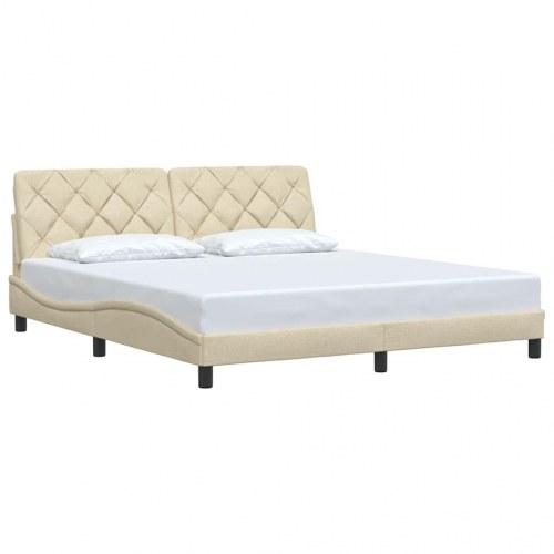 Sengeramme 180x200 cm i creme stof med sengegavl