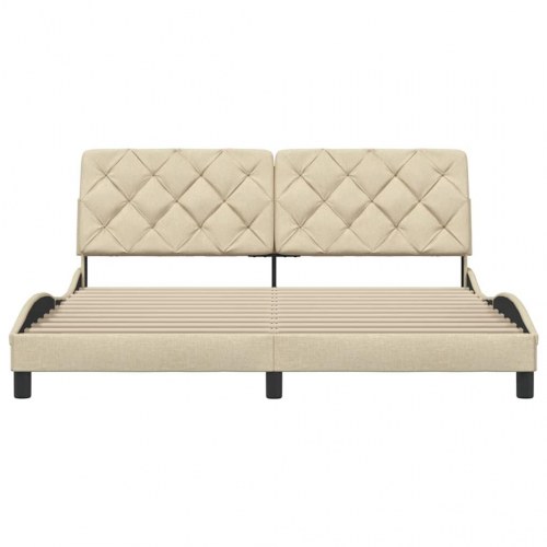 Sengeramme 180x200 cm i creme stof med sengegavl