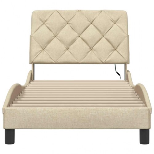 Sengeramme med LED-lys 80×200 cm - stof, cremefarvet