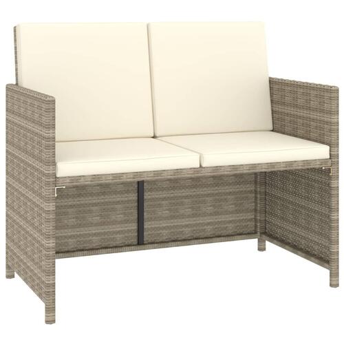 Udendørs spisebordssæt 6 dele med hynder polyrattan beige