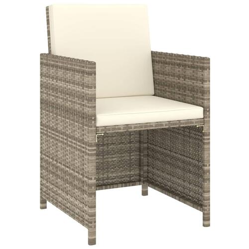Udendørs spisebordssæt 6 dele med hynder polyrattan beige