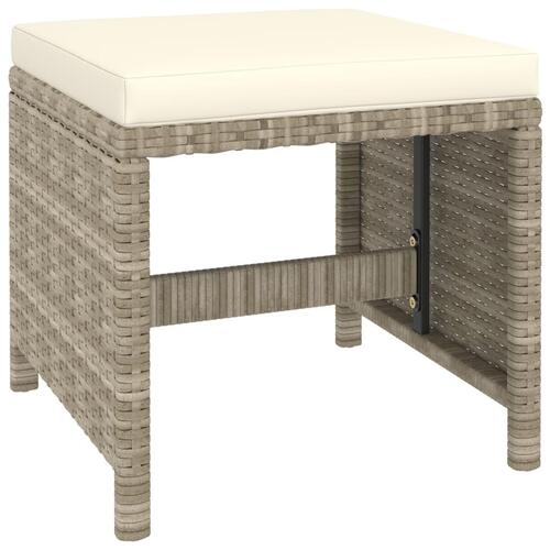 Udendørs spisebordssæt 6 dele med hynder polyrattan beige