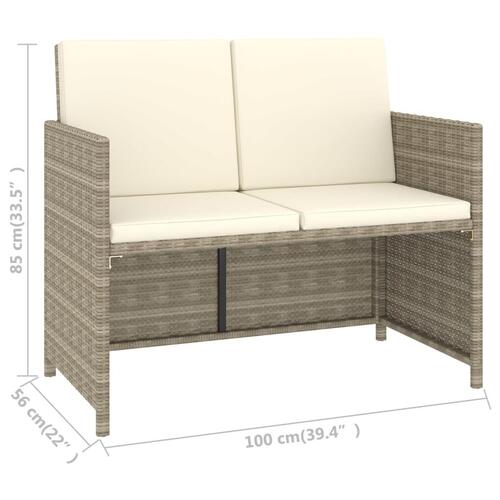 Udendørs spisebordssæt 6 dele med hynder polyrattan beige