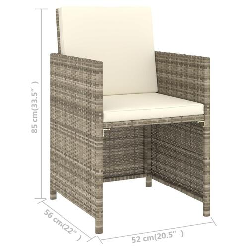 Udendørs spisebordssæt 6 dele med hynder polyrattan beige