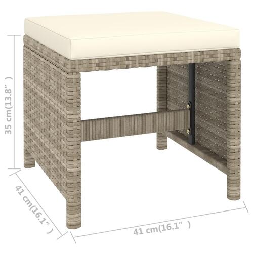 Udendørs spisebordssæt 6 dele med hynder polyrattan beige