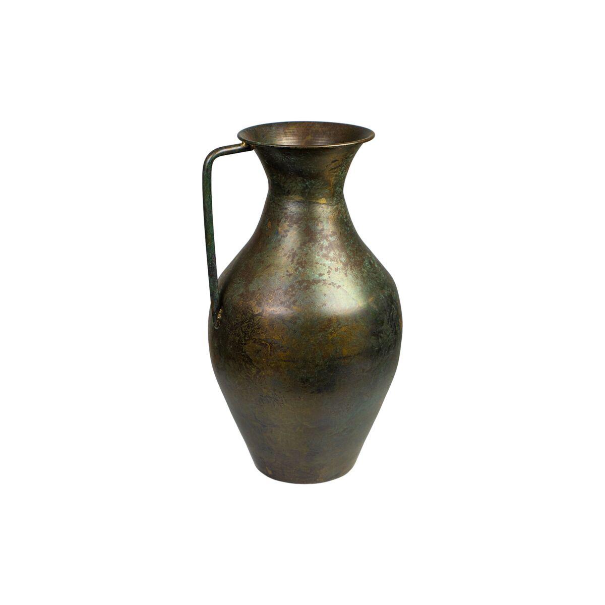 Romimex vase i antik brun metal med håndtag - 22 × 39 × 22 cm