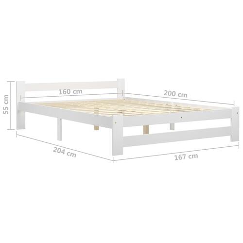 Sengestel 160x200 cm massivt fyrretræ hvid