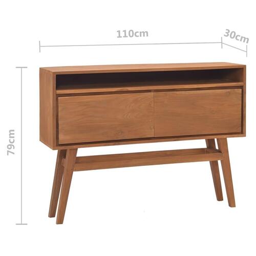 Konsolbord 110x30x79 cm massivt teaktræ