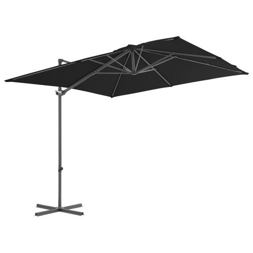 Hængeparasol med stålstang 250x250 cm sort