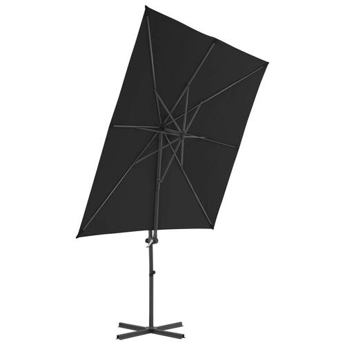 Hængeparasol med stålstang 250x250 cm sort