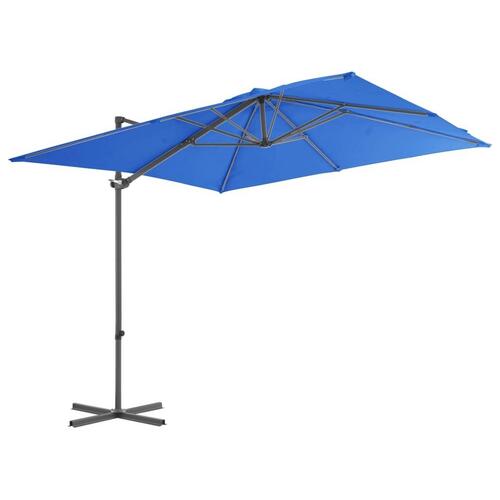 Hængeparasol med stålstang 250x250 cm azurblå