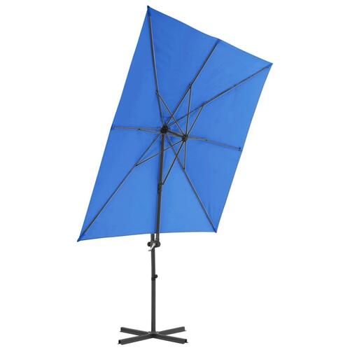 Hængeparasol med stålstang 250x250 cm azurblå