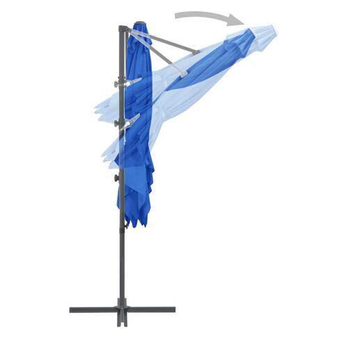 Hængeparasol med stålstang 250x250 cm azurblå