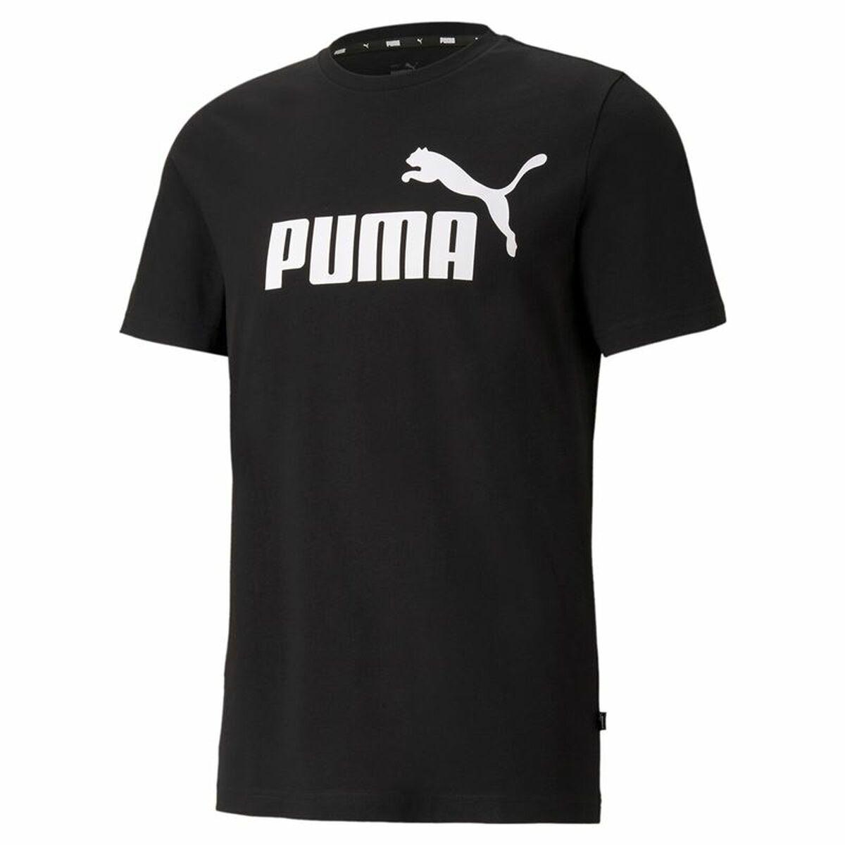 Kortærmet T-shirt til Mænd Puma 586666 01 Sort (S) (1 enheder)