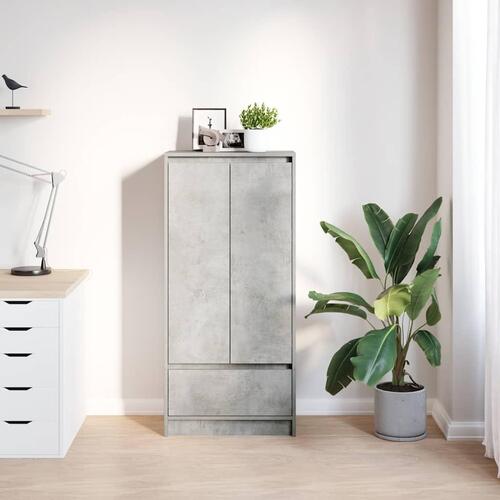 Skab med skuffe 55,5x34x119,5 cm konstrueret træ betongrå