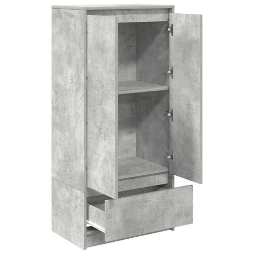 Skab med skuffe 55,5x34x119,5 cm konstrueret træ betongrå