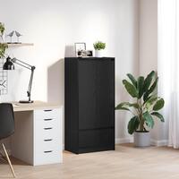 Skab med skuffe 55,5x34x119,5 cm konstrueret træ sort-eg