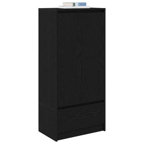 Skab med skuffe 55,5x34x119,5 cm konstrueret træ sort-eg