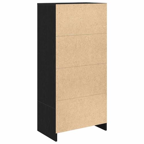Skab med skuffe 55,5x34x119,5 cm konstrueret træ sort-eg