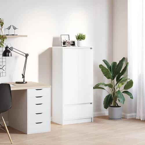 Skab med skuffe 55,5x34x119,5 cm konstrueret træ hvid