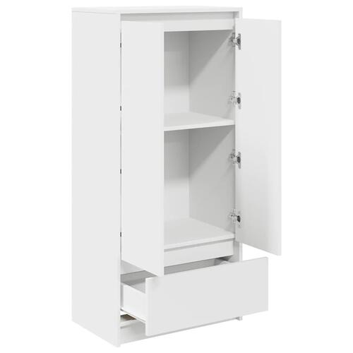 Skab med skuffe 55,5x34x119,5 cm konstrueret træ hvid