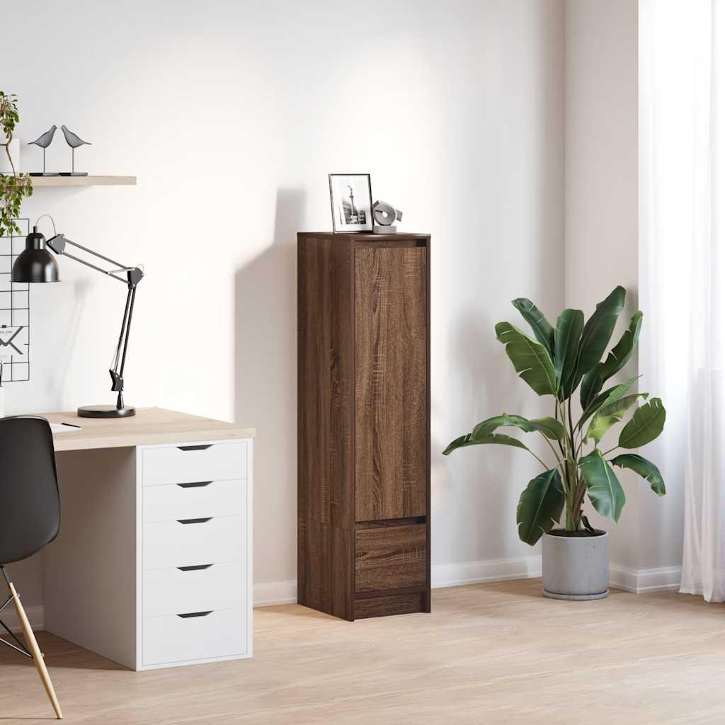 Højskab 29,5x34x119,5 cm konstrueret træ brun egetræsfarve billede