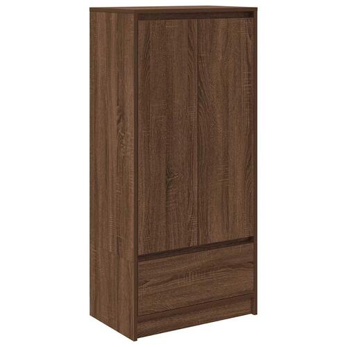 Skab med skuffe 55,5x34x119,5 cm konstrueret træ brun-eg