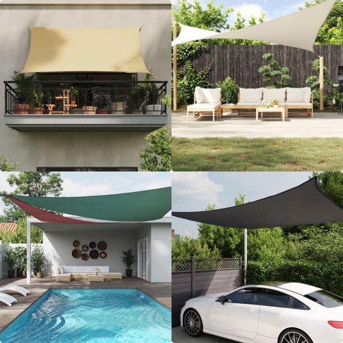 Solsejl trekant 5 × 5 × 6 m i oxfordstof - gråbrun