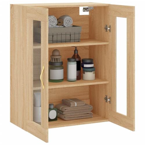 Væghængt skab 69,5x34x90 cm konstrueret træ sonoma-eg