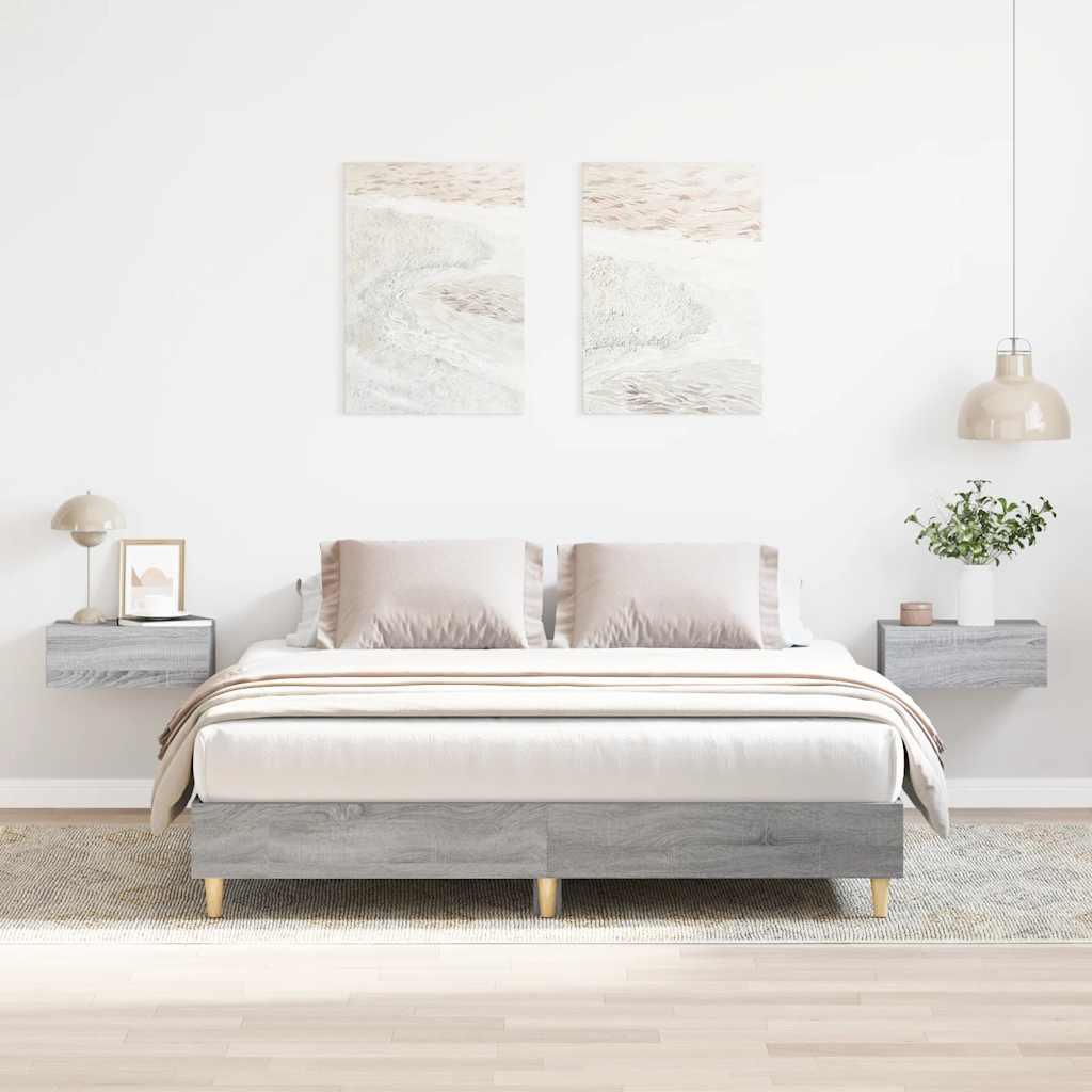 Sengestel uden madras 140x200 cm konstrueret træ grå sonoma-eg