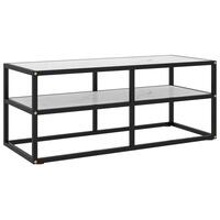 Tv-bord 100x40x40 cm hvidt marmorglas sort