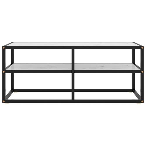 Tv-bord 100x40x40 cm hvidt marmorglas sort