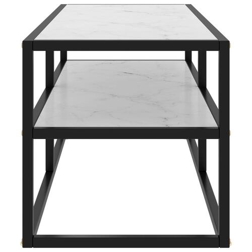 Tv-bord 100x40x40 cm hvidt marmorglas sort