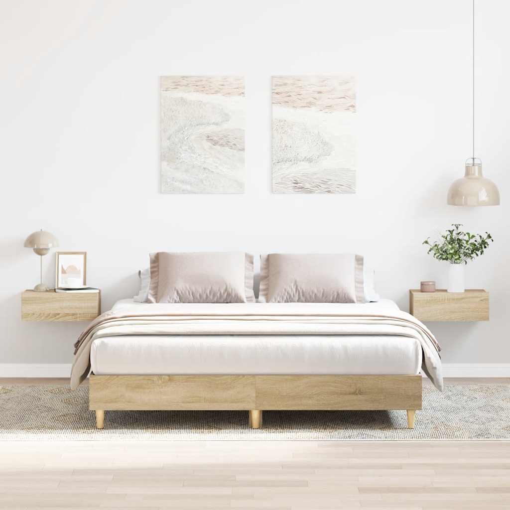 Sengestel uden madras 150x200 cm konstrueret træ sonoma-eg
