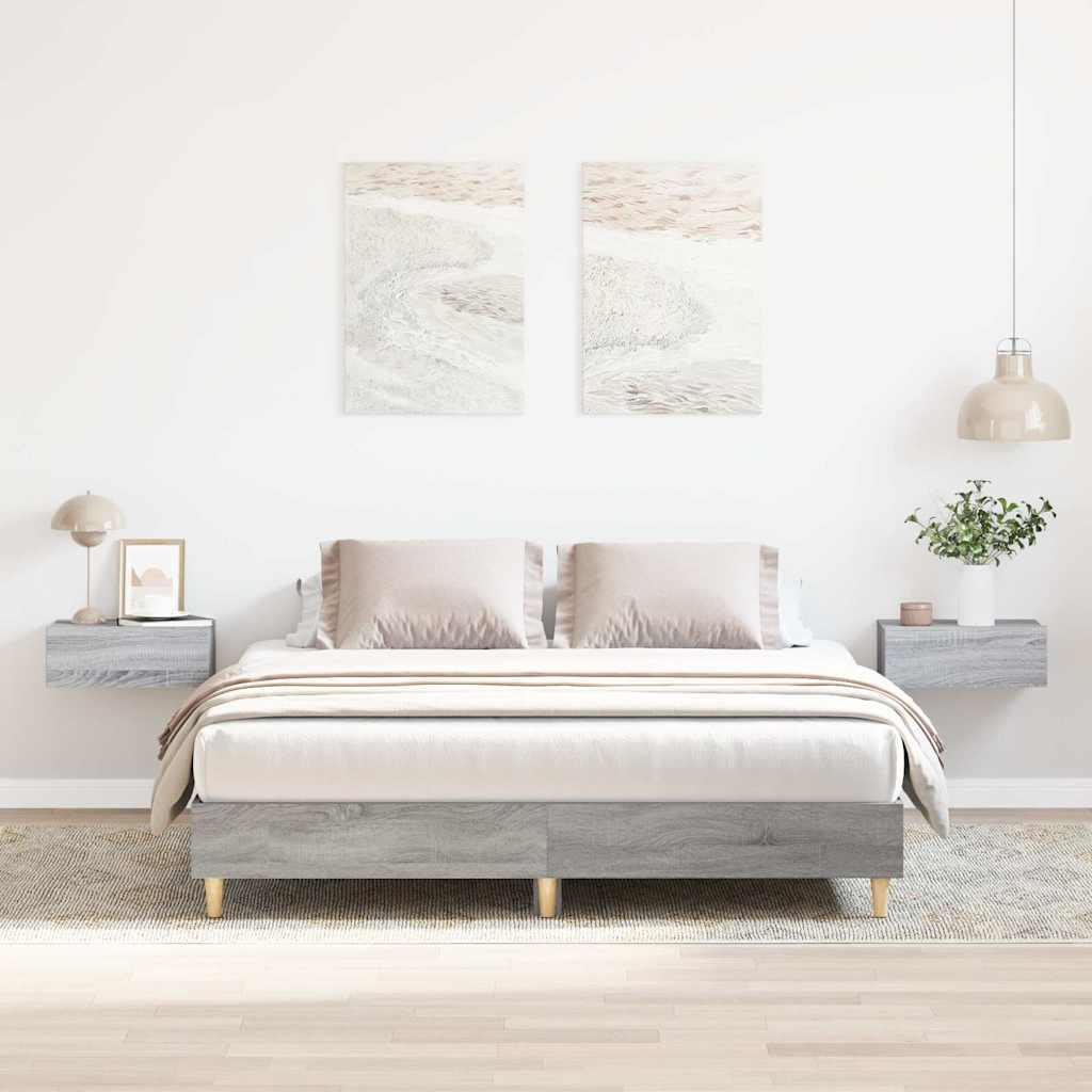 Sengestel uden madras 150x200 cm konstrueret træ grå sonoma-eg