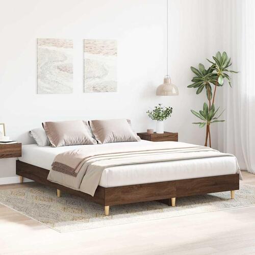 Sengestel uden madras 150x200 cm konstrueret træ brunt eg