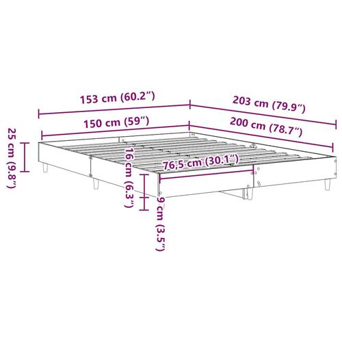 Sengestel uden madras 150x200 cm konstrueret træ brunt eg