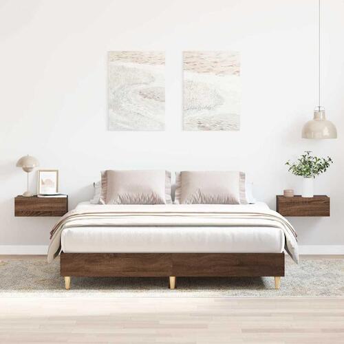 Sengestel uden madras 140x200 cm konstrueret træ brunt eg